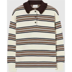 Jersey de punto de mujer polo holgado a rayas