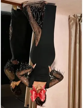 Spring Summer Black Square Neck Sequin Long Sleeve Slit Plus Size Dress Elegant Formal Party Evening Gown Women's Maxi Dress - Aliexpress - FashionsVida