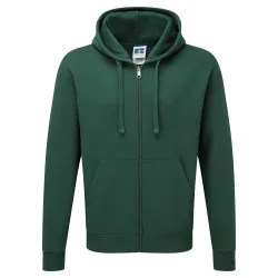 Mens Authentic Full Zip Hooded Sweatshirt / Hoodie (Bottle Green) - Size Medium