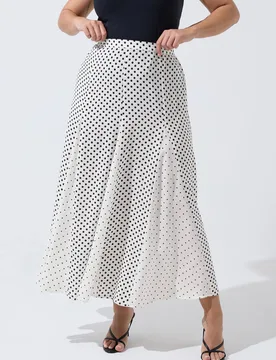 Women's Polka Dot Maxi Skirt in White Size: 22-24 - White - Size: 22-24 - Yours - FashionsVida