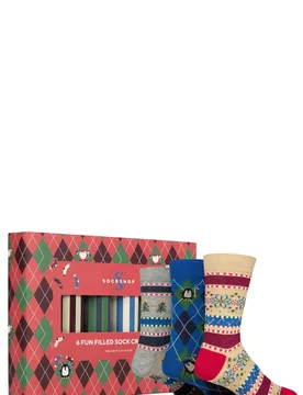 Mens and Women's 6 Pair Christmas Cracker Gift Boxed Bamboo Socks Multicoloured One Size - Multi Coloured - Size: One Size - SockShop - FashionsVida