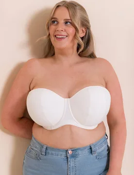 Women's Luxe Strapless Multiway Bra Underwired Lingerie in Ivory Size: 28H - Ivory - Size: 28H - Curvy Kate - FashionsVida