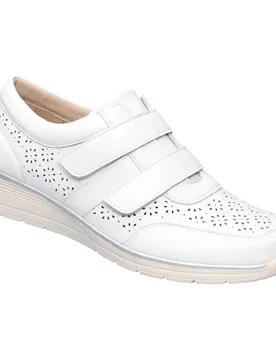 Leder-Kletthalbschuh „Kornelia“ weiss 39 Damen - wonderwalk - FashionsVida