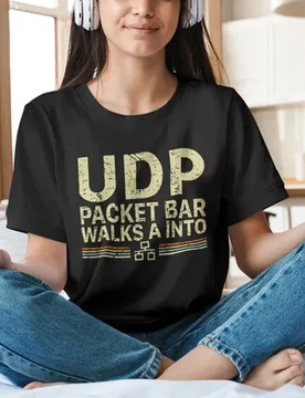 UDP Packet Bar Walks A Into Funny Network Engineer Vintage T-Shirt IT Technology Shirt Networking Shirt System Administrator Tee - Aliexpress - FashionsVida
