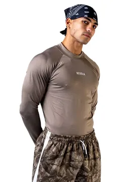 T-shirt à Manches Longues Seamless Top Power 901 Light Brown Ash XL - Nebbia - FashionsVida
