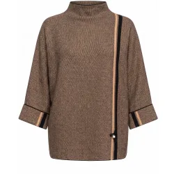 Jersey de mujer de punto jaspeado y raya lateral
