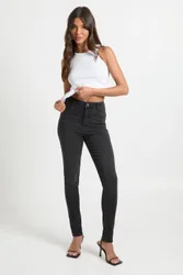 Womens High Waist Booty Lifting Skinny Jean - Black Cotton - Size 10 Uk