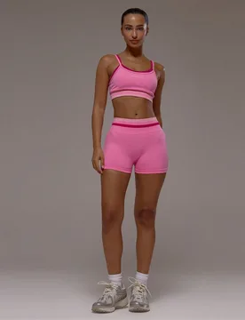 Pantalones cortos deportivos con cintura de contraste y efecto push-up para actividades, entrenamiento, gimnasio, pilates, fitness y uso diario casual - Shein - FashionsVida