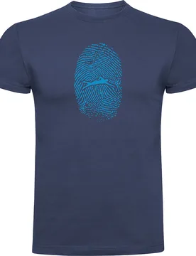 Swimmer Fingerprint Short Sleeve T-shirt Denim Blue S Men - Kruskis - FashionsVida