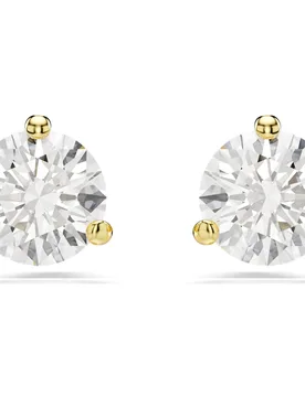 Orecchini a lobo Solitaire, Taglio Round, Bianchi, Finitura oro 18K OS - Swarovski - FashionsVida