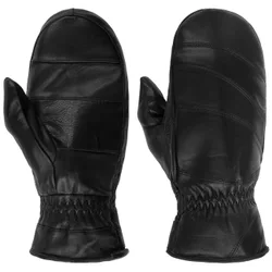 Leather Mittens Unisex by - black - Female - Size: M