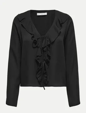 Bluse ONLVINNI mit Rüschenkragen Schwarz XS - Only - FashionsVida
