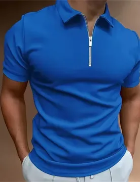 Fashion Men's Solid Color Zippers Polos T-Shirts Summer Short Sleeve Street Male Black POLO Tees Casual Tops Polo Shirts - Aliexpress - FashionsVida