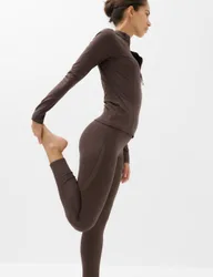 Waist Sculpt™ Mesh Panel 7/8 Leggings Dark Chocolate female