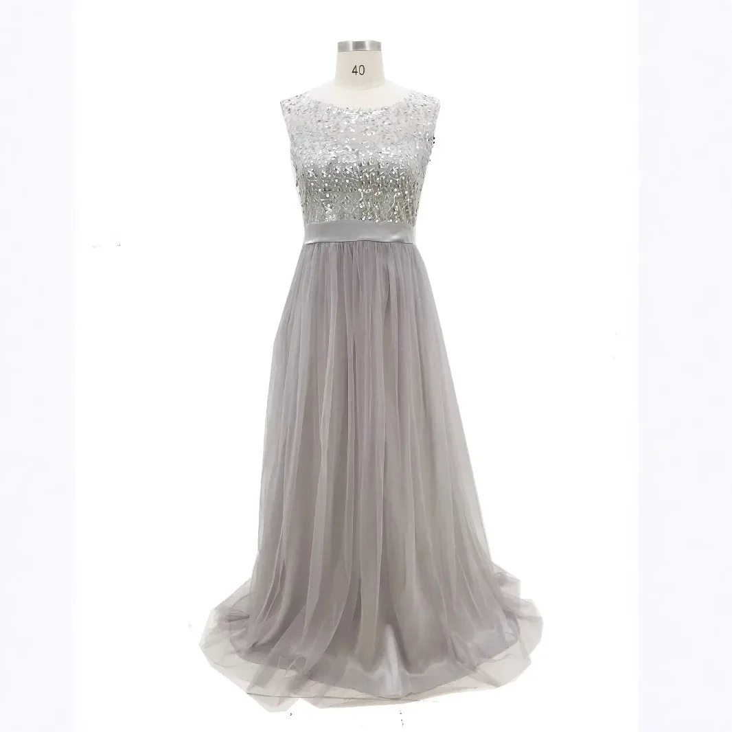 Elegant Sequined Strapless Long Formal Evening Dress Gray - Aliexpress - FashionsVida