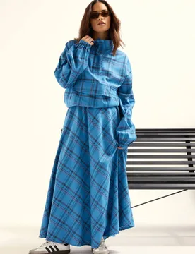 Women's Petite Check Print Shirt in Blue Size: 8 - Blue - Size: 8 - PixieGirl - FashionsVida