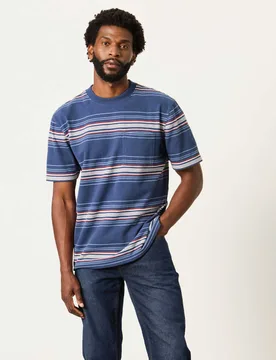 Pure Cotton Striped T-Shirt Blue Mix male - Fatface - FashionsVida
