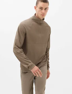 Thermal Half Zip Funnel Neck Top Mocha male - Goodmove - FashionsVida