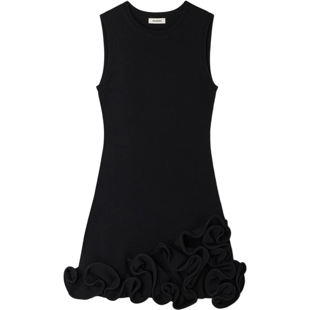 Vestido corto de punto con flores - sandro - FashionsVida