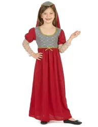 Mittelalter Kinder-Kostüm rot-gold-grau