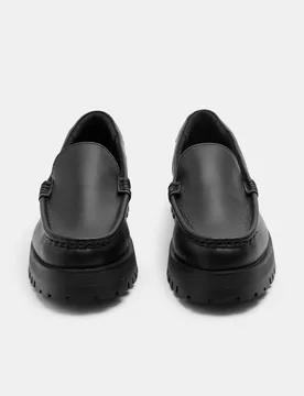 Kids' Leather School Shoes (13 Small - 7 Large) Black male - M&S - FashionsVida