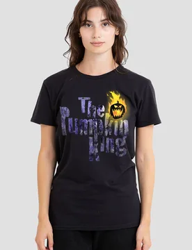 Women's The Nightmare Before Christmas The Pumpkin King Text T-Shirt, Black Size: 2XL - Black - Size: 2XL - Disney - FashionsVida