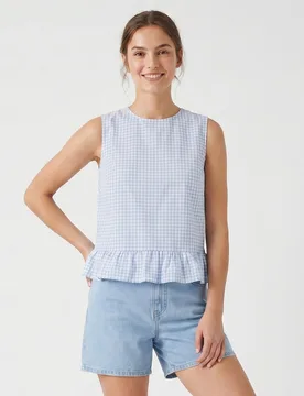 Top de mujer sin mangas de cuadros de vichy - Pieces - FashionsVida
