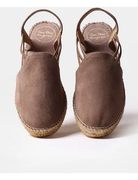 Alpargatas de cuña de mujer de ante con elásticos - Toni Pons - FashionsVida