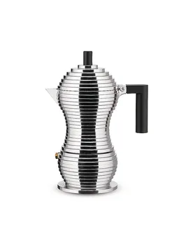 Macchina da caffè espresso PULCINA 3 tazze Alluminio / Nero argento - Alessi - FashionsVida