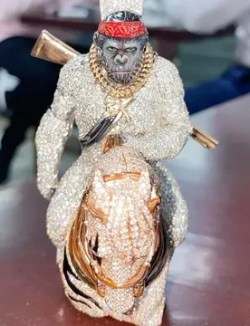 Iced Out Custom "King of the Jungle" Moissanite Statue. Iced-Out Monkey Riding Panther. Ultimate Hip-Hop Power & Swagger - Aliexpress - FashionsVida