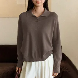 Suéter de unicolor, estilo casual de negocios, otoño S