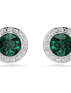 Orecchini a lobo Una Angelic, Taglio Round, Verdi, Placcato rodio OS - Swarovski - FashionsVida