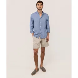 Bermuda de lino de hombre lisa