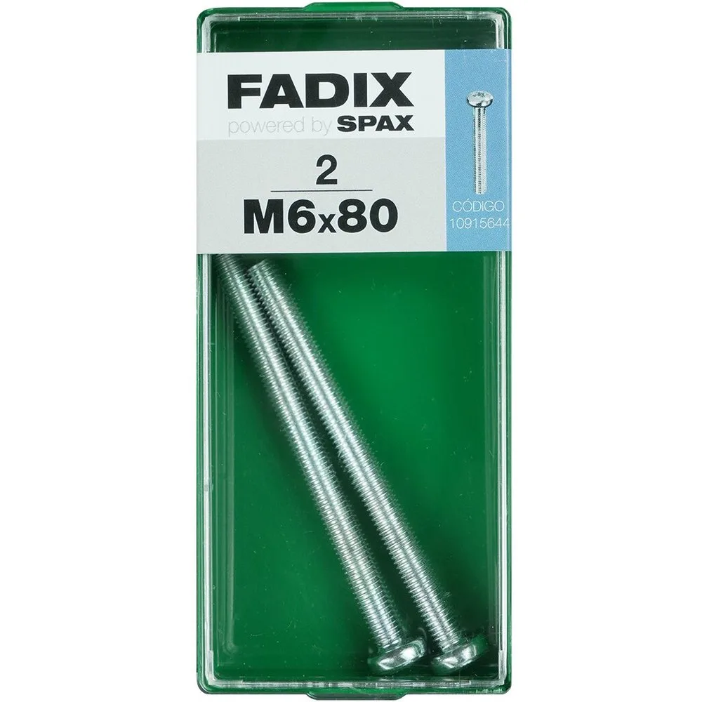 Tornillo Métrica Cabeza Redonda M6 x 80 mm - Caja 2 Uds - FADIX - FashionsVida