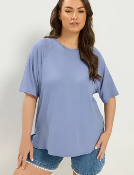Women's Soft Touch Raglan T-Shirt in Blue Size: 14 - Blue - Size: 14 - Yours - FashionsVida