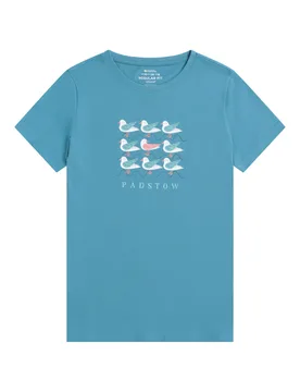 Padstow Graphic Womens Short Sleeve Tee - Blue - Blue - Size: 18 - Mountain Warehouse - FashionsVida