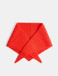Kids Triangle Ribbed Knit Scarf Orange Female
