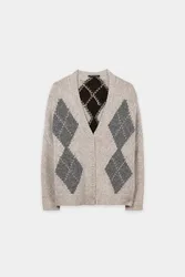 Alpaka-Mix-Cardigan mit Muster female