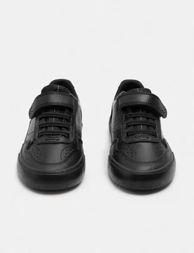 Kids' Leather Riptape School Shoes (8 Small - 2 Large) Black male - M&S - FashionsVida