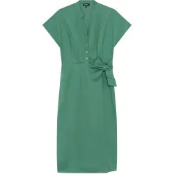 Vestido midi con cintura fruncida y escote pico