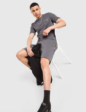 Tape Large Logo T-Shirt - Herren, Grau - male - Size: S - EA7 Emporio Armani - FashionsVida