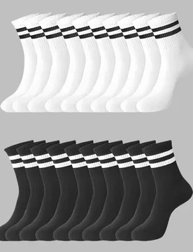 Pares de calcetines a media pierna a rayas, calcetines largos cómodos y transpirables unisex, blancos, adecuados para uso diario, deportes, otoño 36 - Shein - FashionsVida