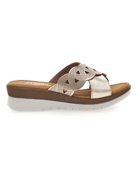 Ciabatte platino con intreccio e strass 8006 37 - LINEA COMODA - FashionsVida