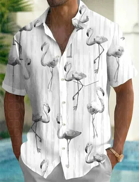 Cute Pattern Men's Hawaiian Shirt Stretch Easy Care Camp Shirt Big Tall - Aliexpress - FashionsVida