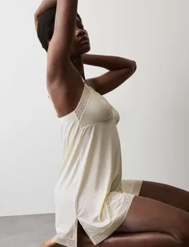 Boston Microfibre Non Wired Lace Trim Slip Light Cream female - Autograph - FashionsVida