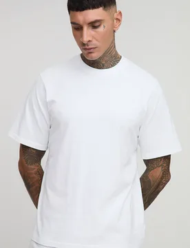 Herren Tall Basic Rundhals Regular Fit T-Shirt White Größe XL - boohooMAN - FashionsVida