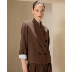 Blazer cruzada lisa corta de mujer