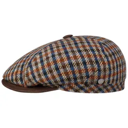 Landsey Wool Check Flat Cap by - beige-blue - Size: S (54-55 cm)