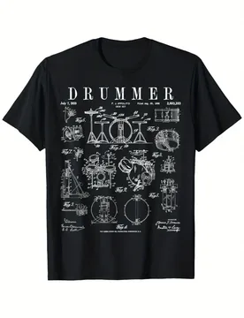 Drum set retro patented drummer pattern design -100% cotton summer O-neck short sleeve casual printed men's T-shirt - Aliexpress - FashionsVida