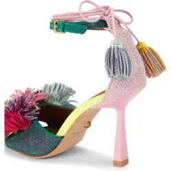 Zapatos de salón de mujer de ante con pompones